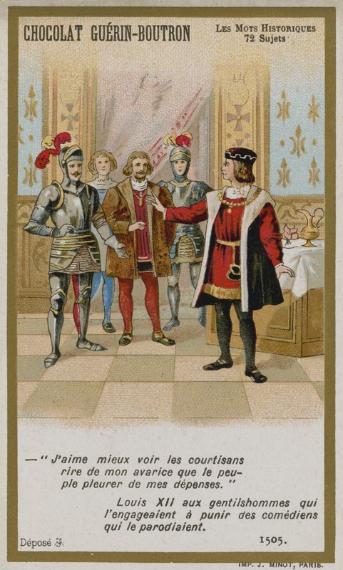 Chocolat Guerin-Boutron handelskort, Historic Words-serien av French School