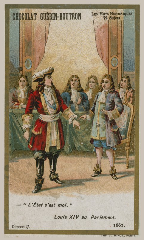 Chocolat Guerin-Boutron handelskort, Historic Words-serien av French School
