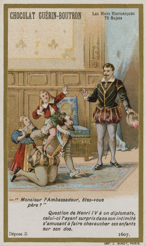 Chocolat Guerin-Boutron handelskort, Historic Words-serien av French School