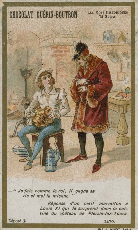 Chocolat Guerin-Boutron handelskort, Historic Words-serien av French School