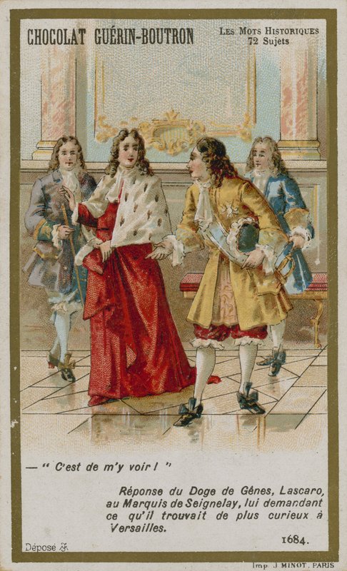 Chocolat Guerin-Boutron handelskort, Historic Words-serien av French School