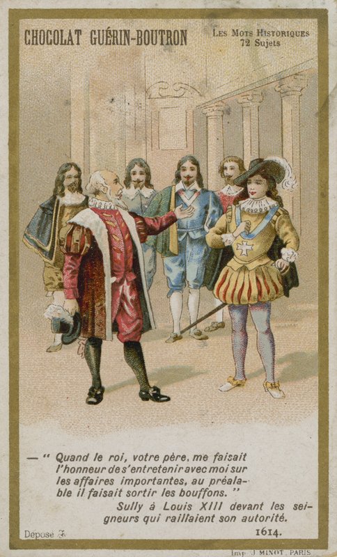 Chocolat Guerin-Boutron handelskort, Historic Words-serien av French School