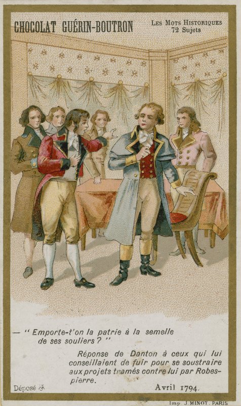 Chocolat Guerin-Boutron handelskort, Historic Words-serien av French School