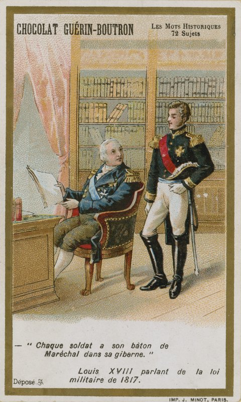 Chocolat Guerin-Boutron handelskort, Historic Words-serien av French School