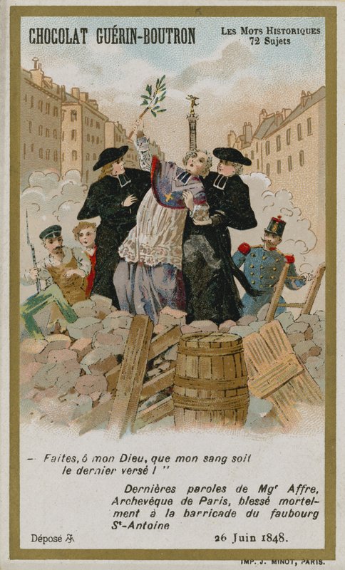 Chocolat Guerin-Boutron handelskort, Historic Words-serien av French School