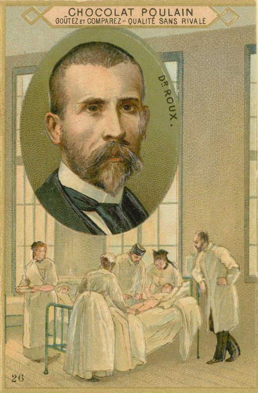 Choklad Poulain handelskort, Pierre Paul Emile Roux av French School