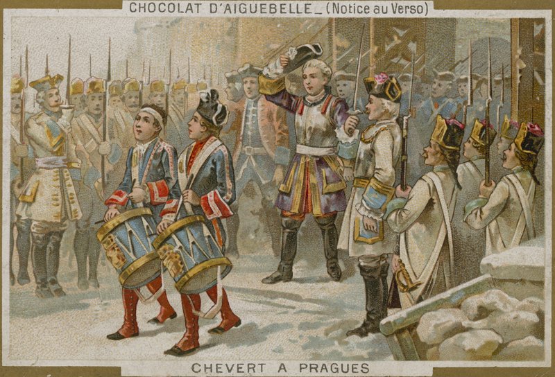 Chocolaterie dAiguebelle handelskort med en bild av Francois de Chevert av French School