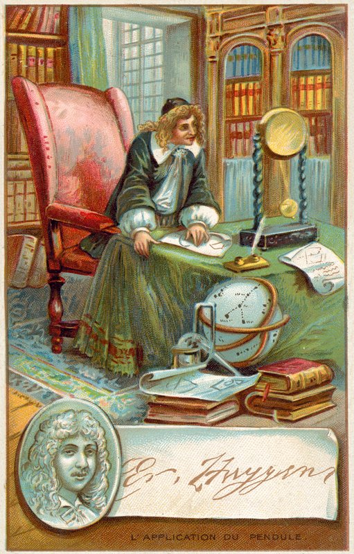 Christiaan Huygens, holländsk matematiker och vetenskapsman (chromolitho) av French School