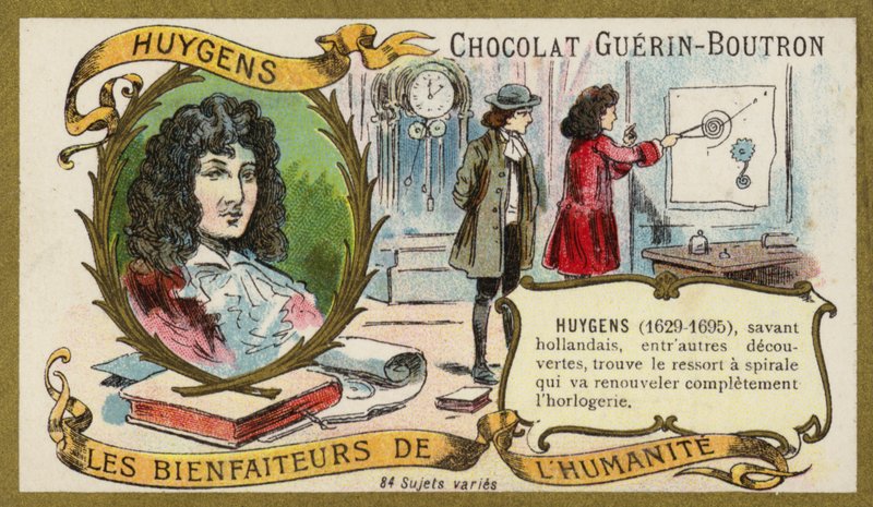 Christiaan Huygens, holländsk fysiker, matematiker och astronom och horolog (chromolitho) av French School