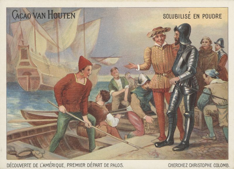 Christopher Columbus ger sig av från Palos på sin resa för att upptäcka Amerika av French School