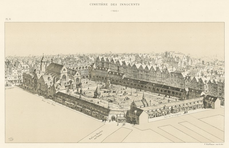 De oskyldigas kyrkogård, 1552 av French School