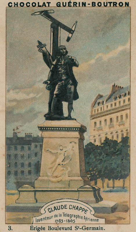 Claude Chappe, uppfinnare av Aerial Telegraph, 1763-1805, Erigee Boulevard St-Germain av French School