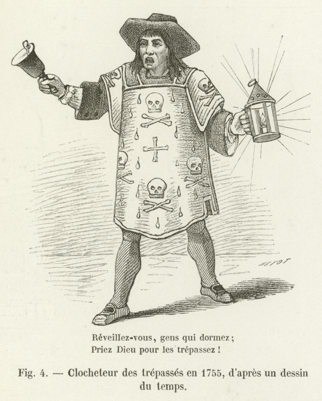 Klockare av överträdelserna 1755, efter en teckning av tiden av French School