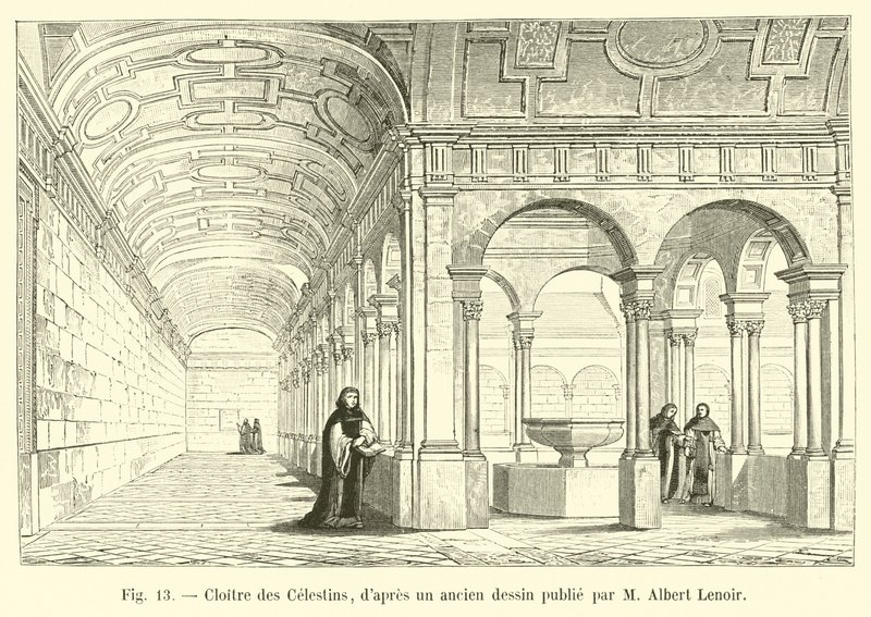 Cloister of the Celestins, från en gammal teckning publicerad av M Albert Lenoir av French School