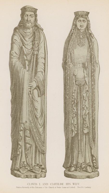 Clovis I och Clotilde hans fru av French School