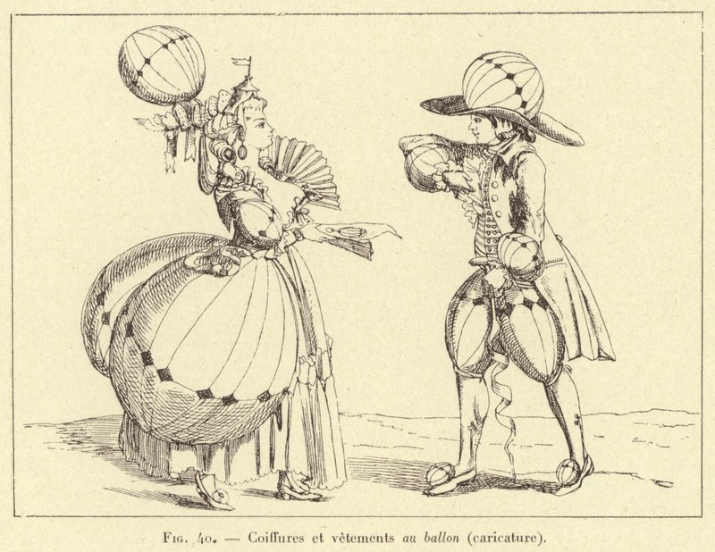 Ballongfrisyrer och kläder (karikatyr) (gravyr) av French School