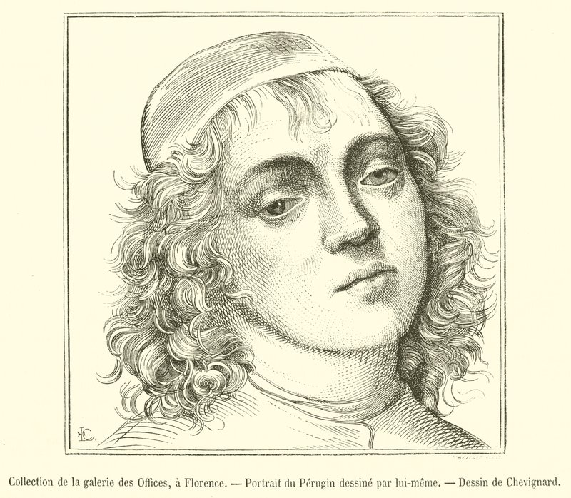 Samling av Uffizierna, Florens, Porträtt av Perugin (gravyr) av French School