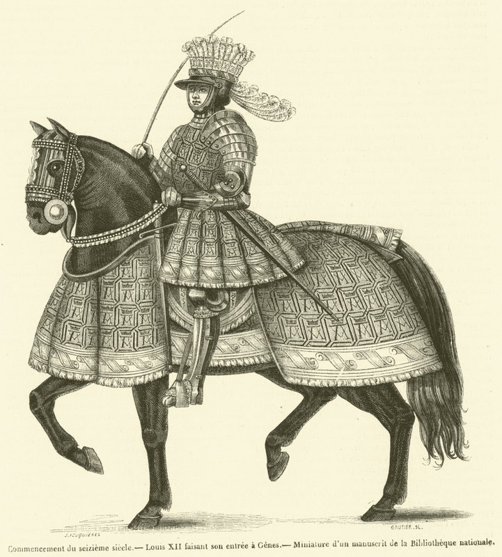 Början av 1500-talet, Ludvig XII går in i Genua (gravyr) av French School