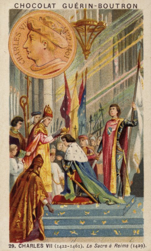 Kröning av Karl VII av Frankrike i Reims av French School