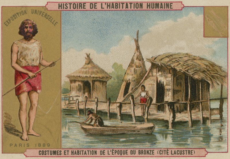 Bronsålderns dräkt och sjöbostäder (chromolitho) av French School