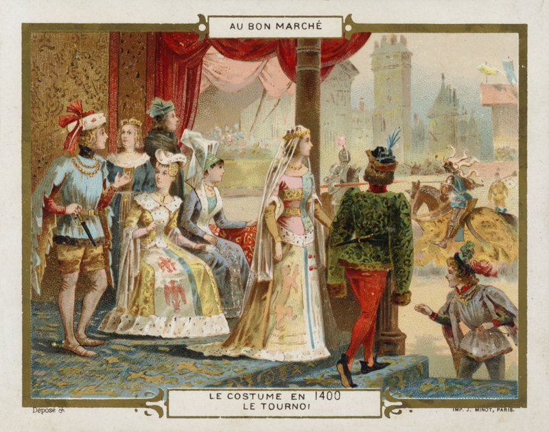 Kostym år 1400 - turneringen (chromolitho) av French School