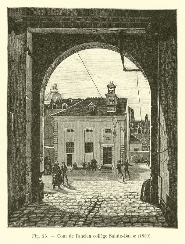 Innergården till det tidigare Sainte-Barbe-kollegiet, 1830 av French School