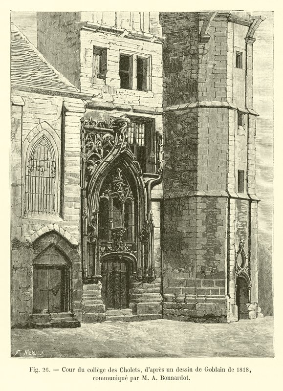 Courtyard of College of Cholets, efter en teckning av Gobelin från 1818, meddelad av M A Bonnardot av French School