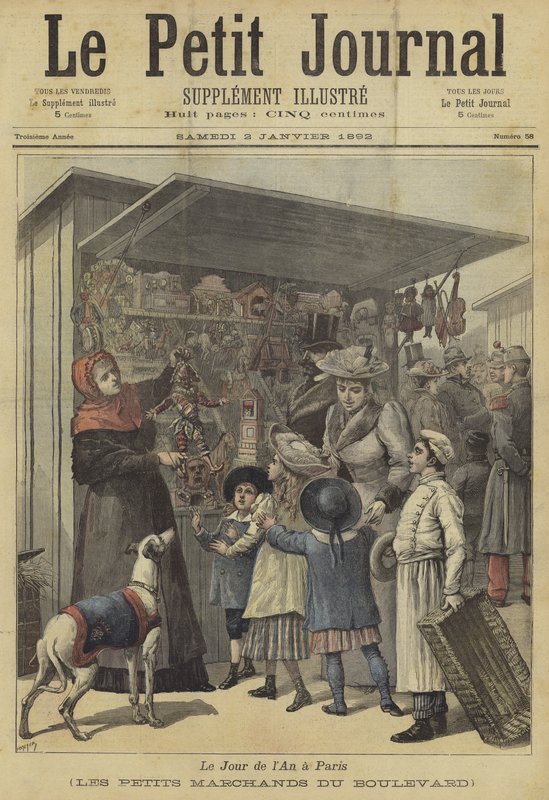 Omslag till Le Petit Journal, 2 januari 1892 av French School