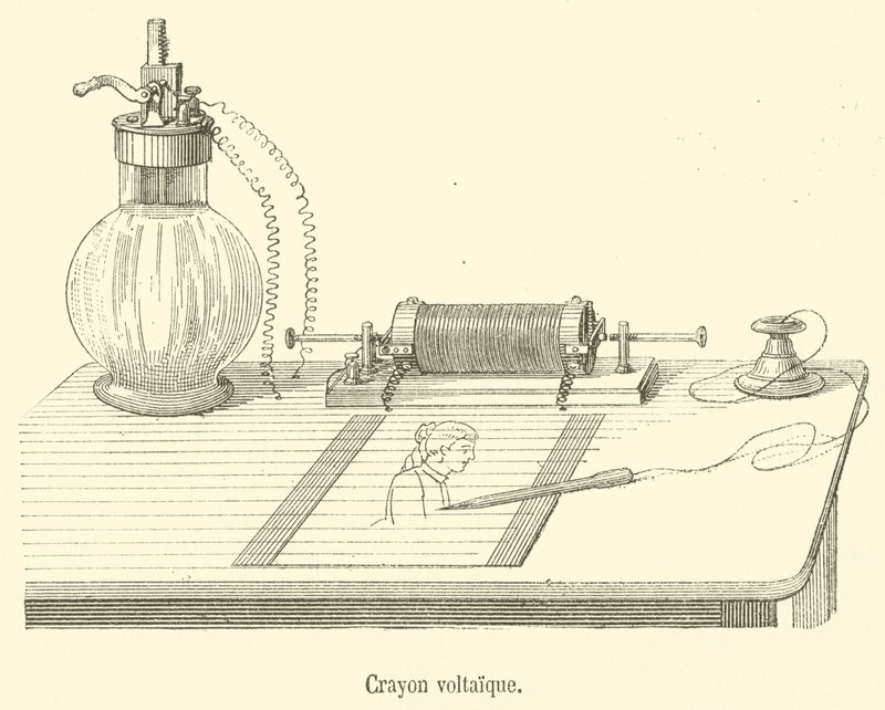 Crayon voltaique (gravyr) av French School