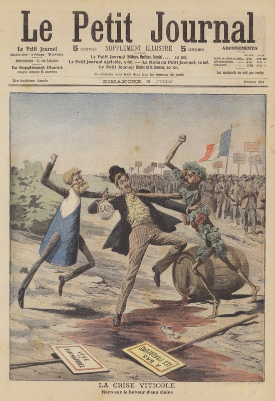 Kris i vinindustrin (färg litho) av French School