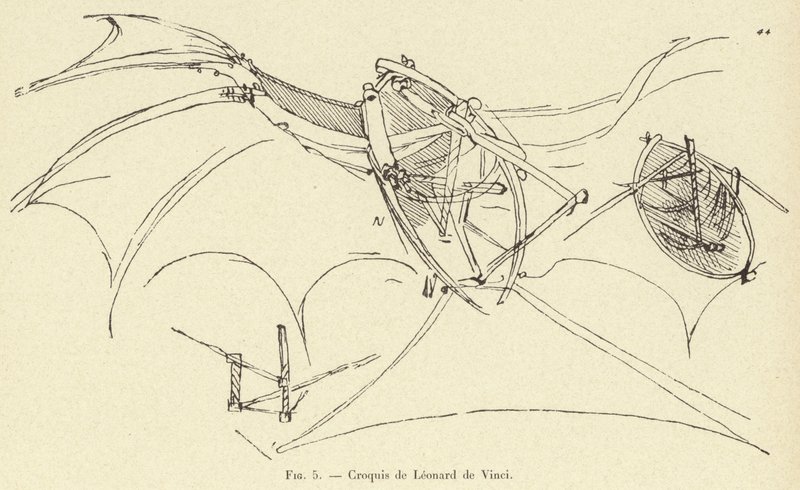 skiss av Leonardo da Vinci av French School