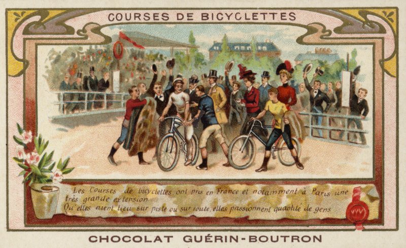 Cykeltävling (chromolitho) av French School