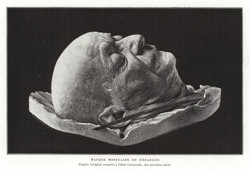 Dödsmask av Pierre-Jean de Beranger, fransk poet och låtskrivare av French School