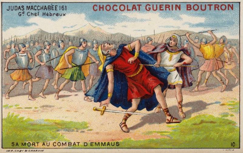 Judas Maccabeus död i slaget vid Emmaus (chromolith) av French School