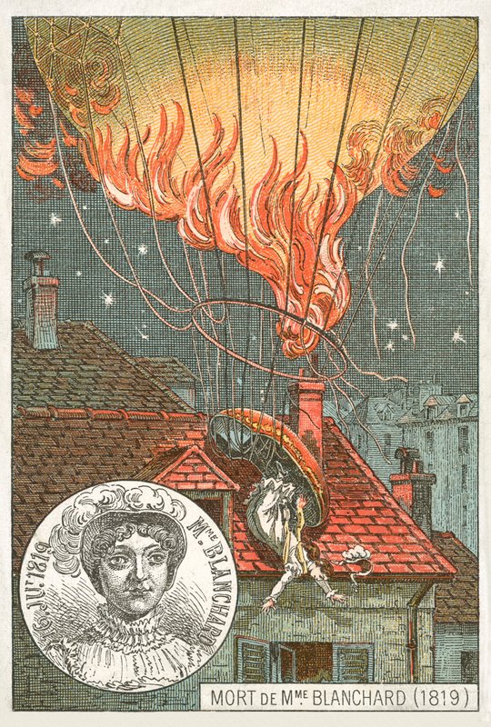 Ballongfararen Sophie Blanchards död, 1819 av French School