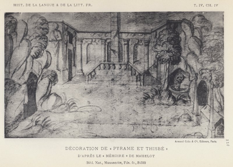 Dekoration av Pyramus och Thisbe (litho) av French School