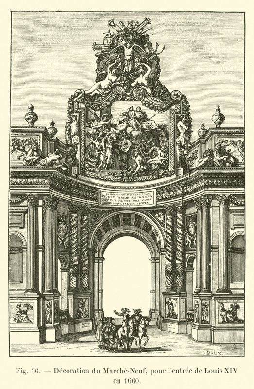 Dekoration av Marche-Neuf, för Ludvig XIV:s inträde 1660 av French School