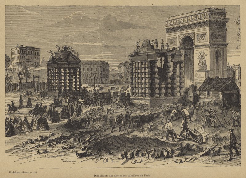 Rivning av Barriere de lEtoile, Paris, c1860 av French School