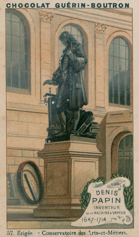 Denis Papin, uppfinnare av ångmaskinen, 1647-1714, uppförd vid Conservatoire des Arts-et-Metiers av French School