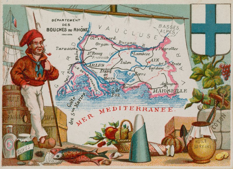 Departementet Bouches-du-Rhone i södra Frankrike av French School