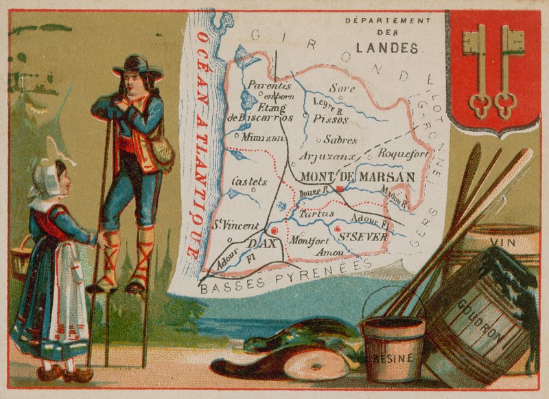 Department of Landes i södra Frankrike av French School