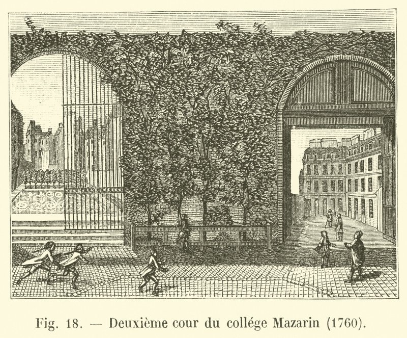Andra innergården till Mazarin College, 1760 av French School