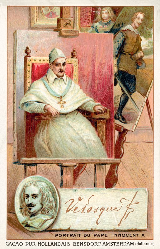 Diego Velasquez, spansk målare och porträtt av påven Innocentius X (chromolitho) av French School