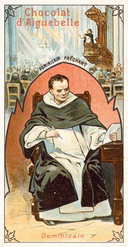 Dominikanermunk (chromolitho) av French School