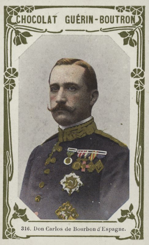 Don Carlos de Bourbon dEspagne (färgad bild) av French School