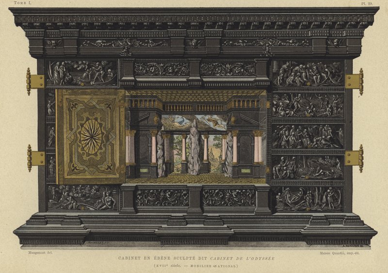 Ebenholtsskåp känt som Odysséens kabinett, 1600-talet av French School