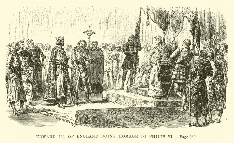 Edward III av England hyllar Filip VI av French School
