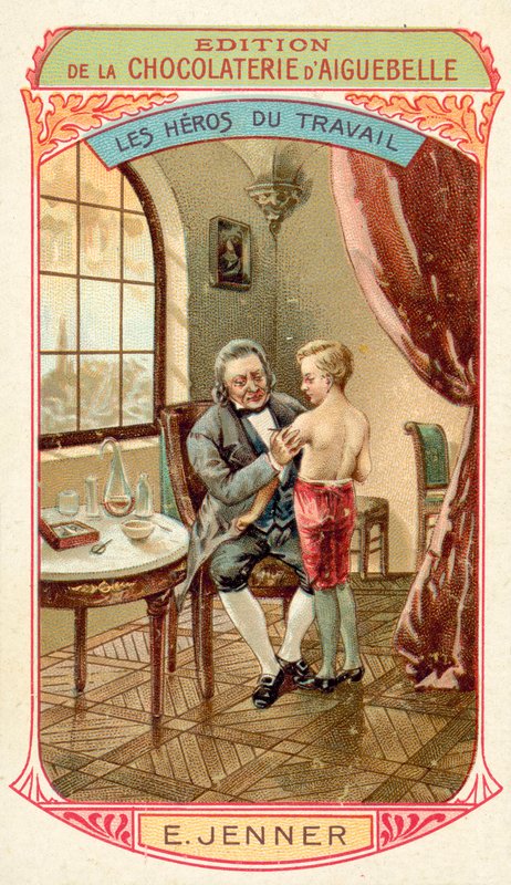 Edward Jenner, engelsk läkare och forskare som upptäckte ett vaccin mot smittkoppor (chromolitho) av French School