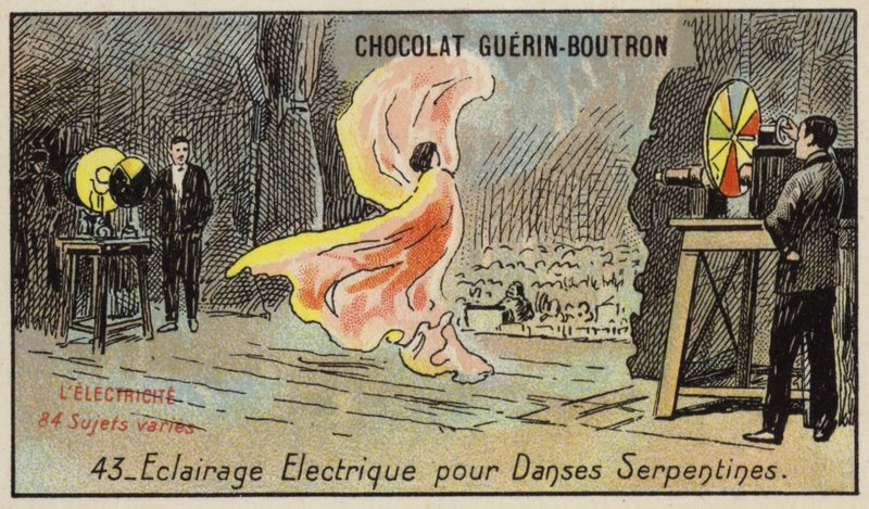 Elektrisk belysning för serpentindansen (chromolitho) av French School