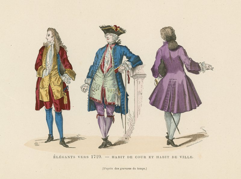 Elegant franskt herrmode, c1729 av French School